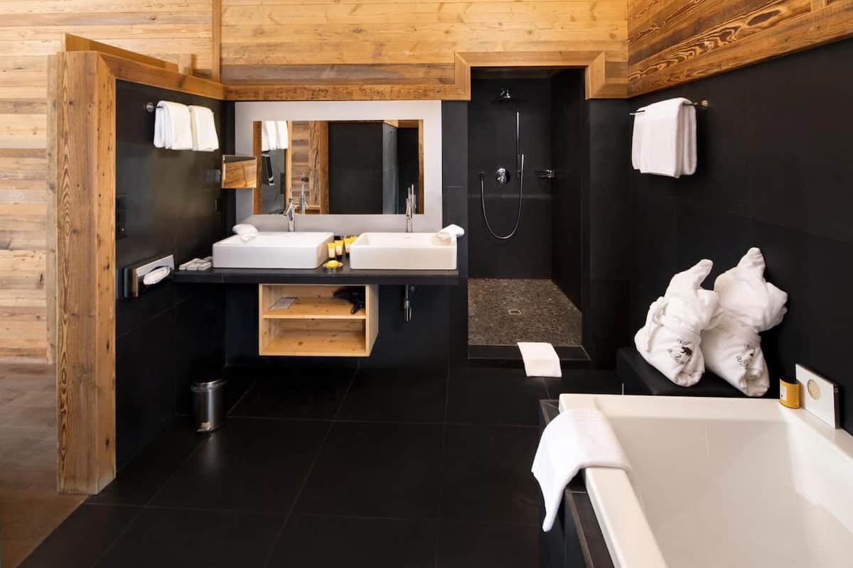 chalet suite | bathroom | separate bathtub and shower, jetted bath, designer toiletries