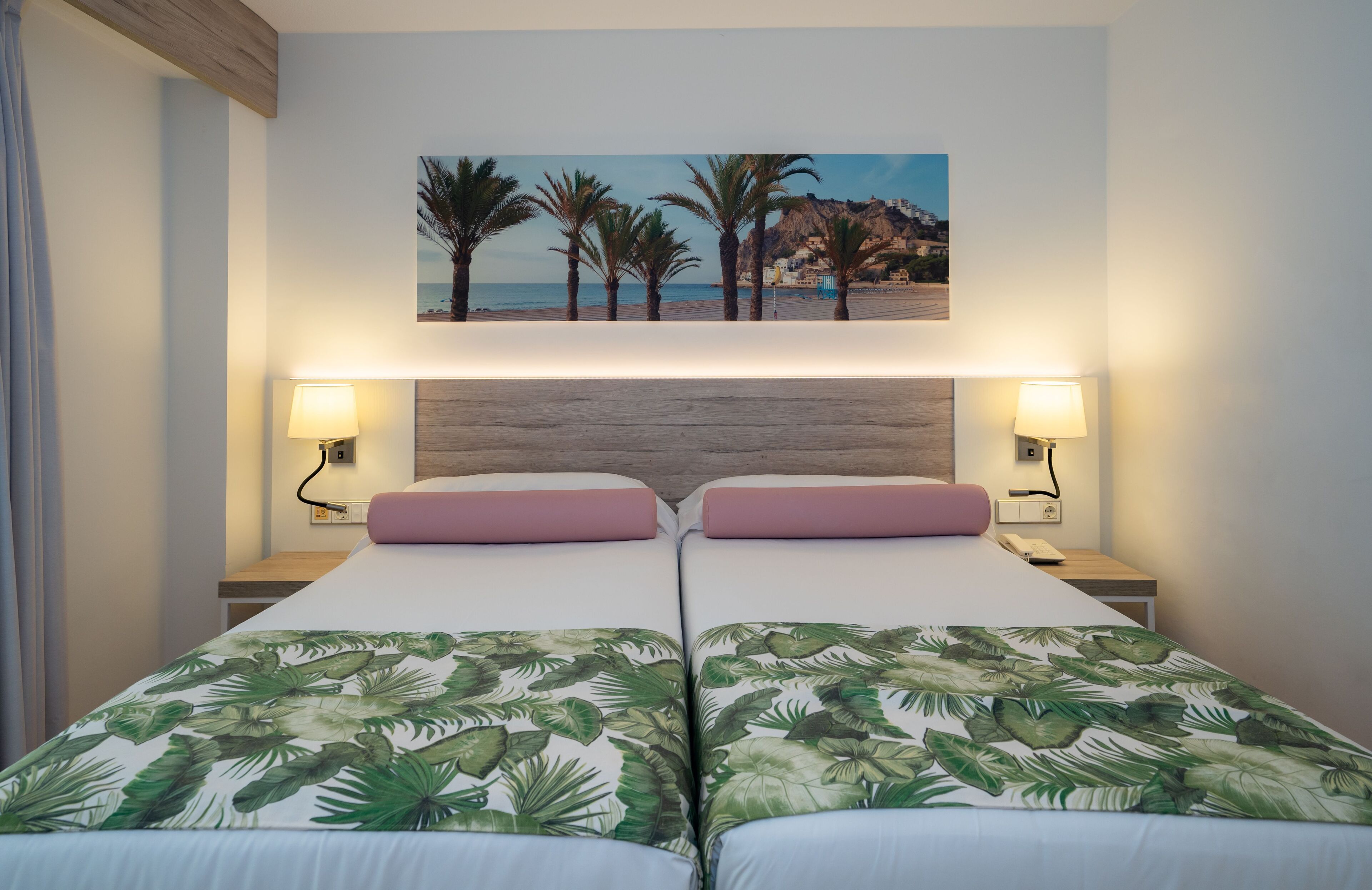 desk, blackout curtains, free wifi, bed sheets