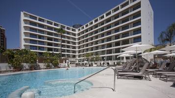 Outdoor pool, open 8:30 AM to 9:00 PM, pool umbrellas, sun loungers