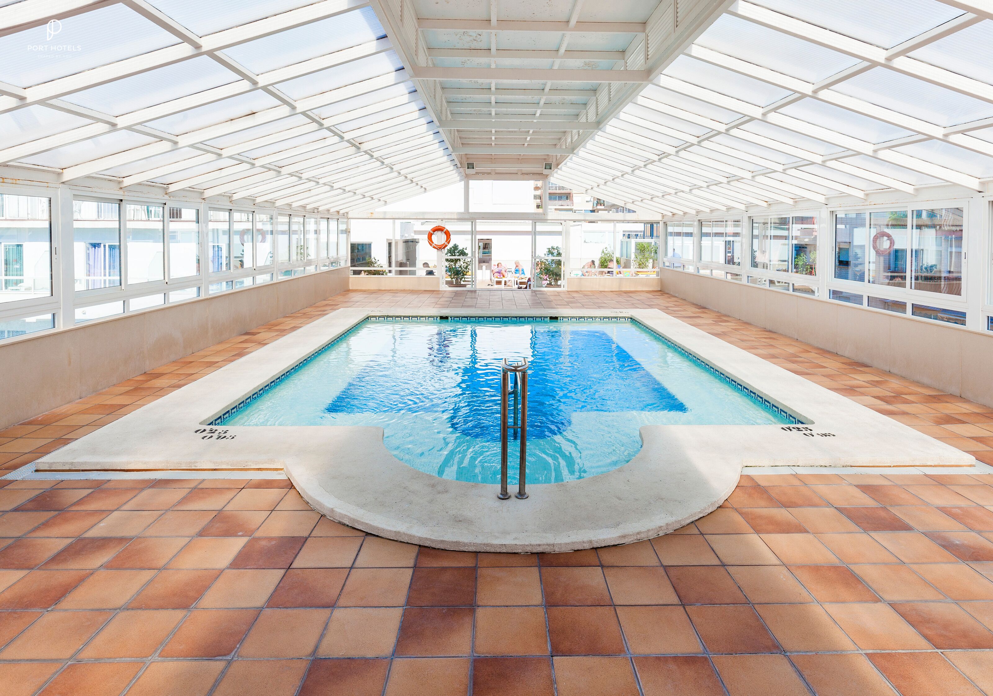 Indoor pool, outdoor pool, sun loungers