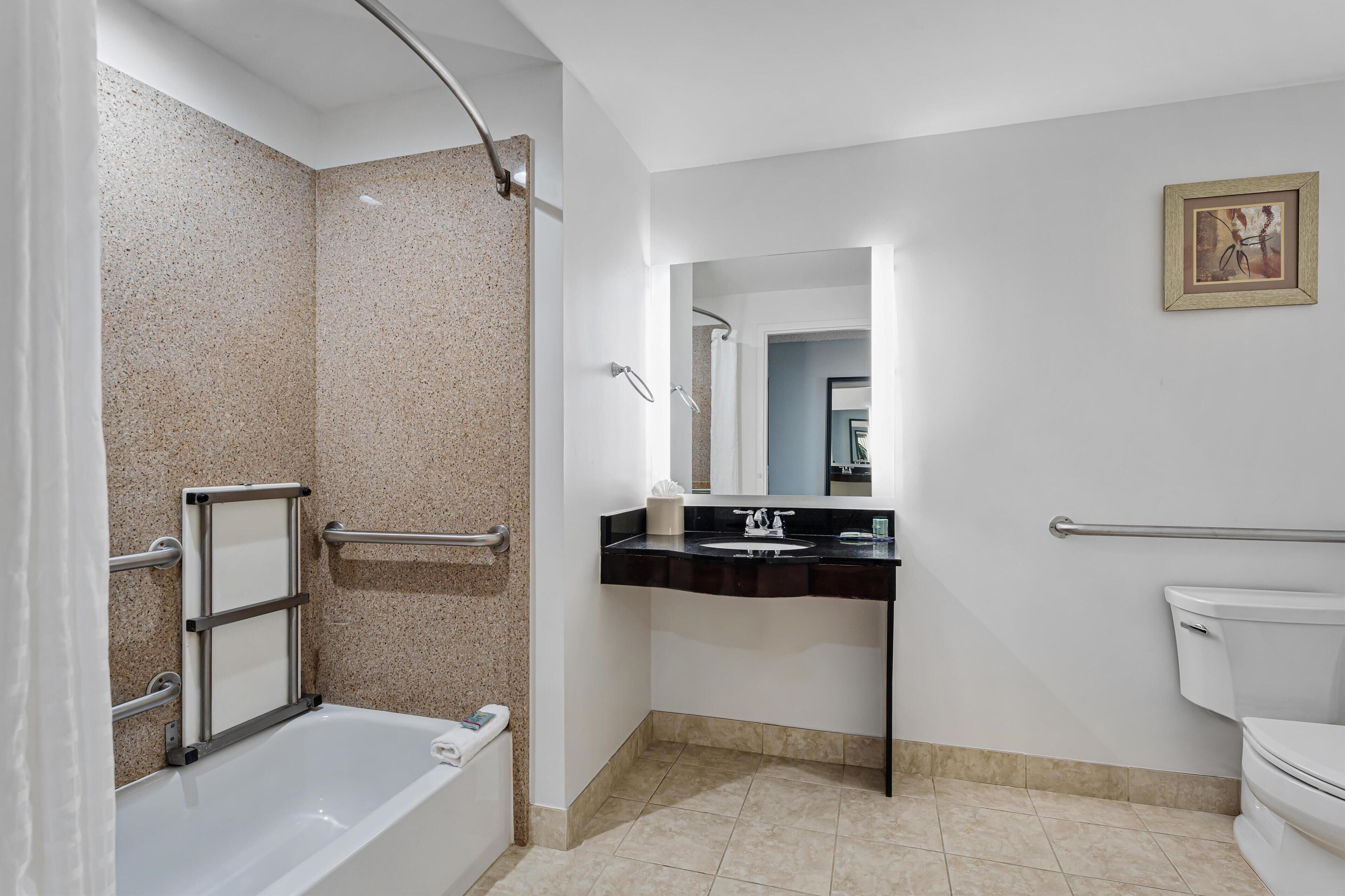 standard room, 2 queen beds, accessible, bathtub | bathroom | combined shower/bathtub, deep-soaking bathtub, hydromassage showerhead