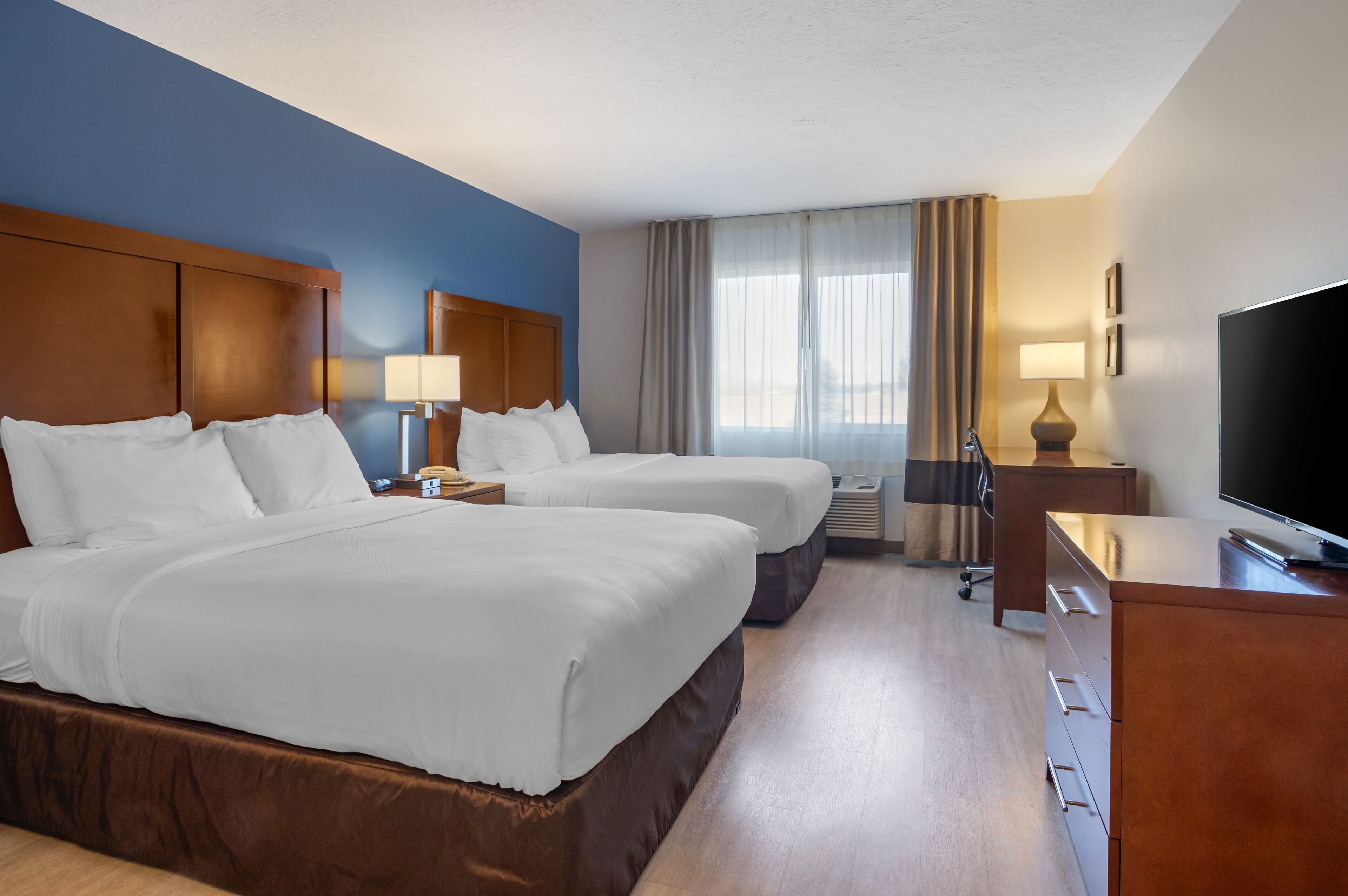 room, 2 queen beds, non smoking (pet friendly) | desk, blackout curtains, soundproofing, iron/ironing board