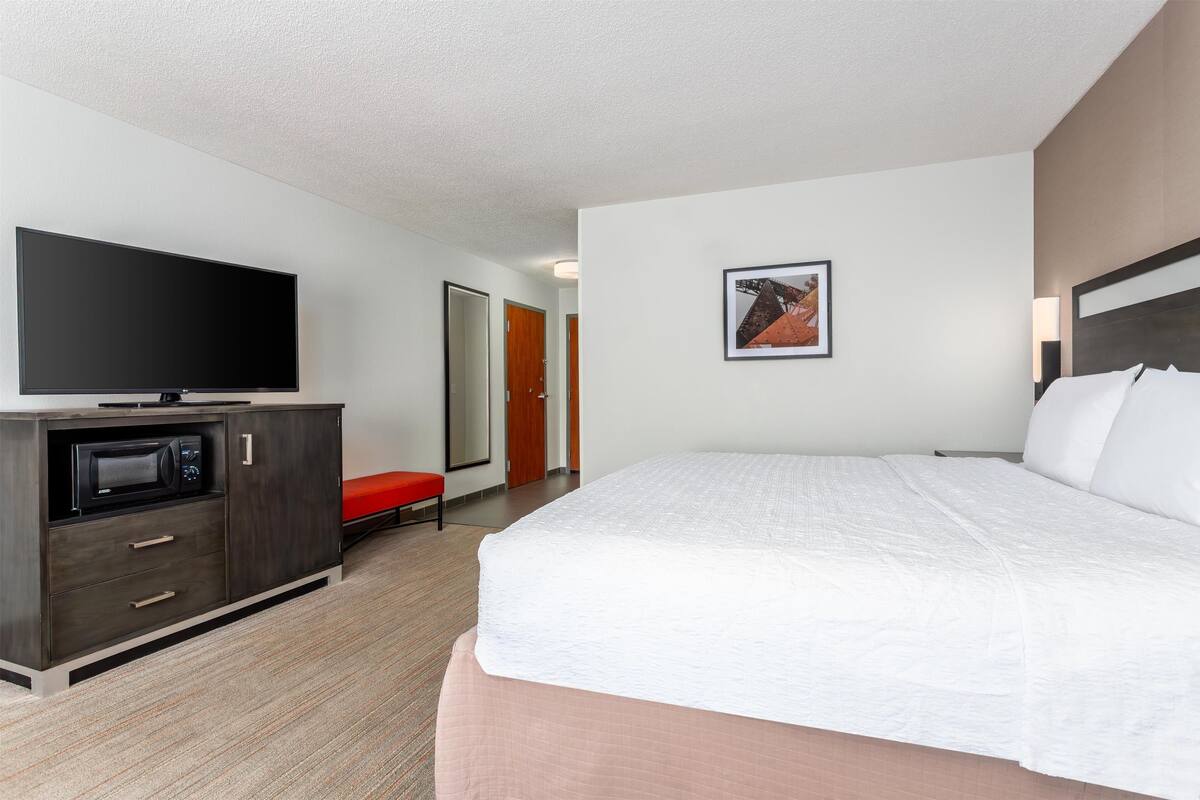 ห้องพัก, เตียงคิงไซส์ 1 เตียง, พร้อมสิ่งอำนวยความสะดวกสำหรับผู้พิการ, ปลอดบุหรี่ | เครื่องนอนระดับพรีเมียม, พื้นที่ทำงานแบบใช้แล็ปท็อป, เตารีด/โต๊ะรีดผ้า
