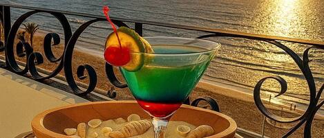 Utsikt mot strand/hav