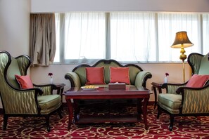 35-inch flat-screen TV with satellite channels, TV