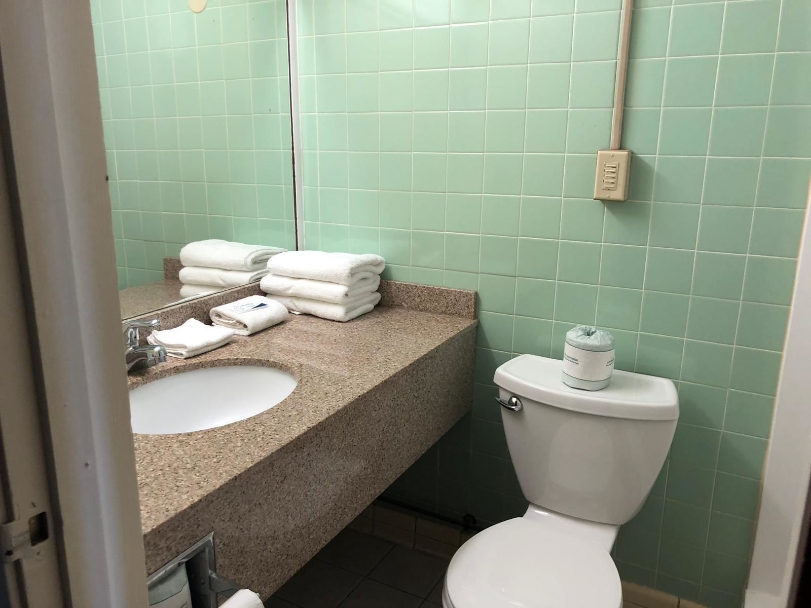 standard room, 1 king bed | bathroom | hair dryer, towels