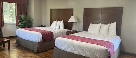 Standard Room, 2 Queen Beds, Non Smoking | Pillowtop beds, desk, iron/ironing board, free WiFi