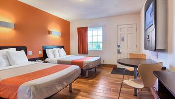 Desk, free WiFi, bed sheets