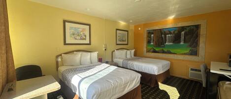 Room, 2 Queen Beds, Non Smoking | Minibar, iron/ironing board, free WiFi, bed sheets