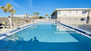 Outdoor pool, sun loungers