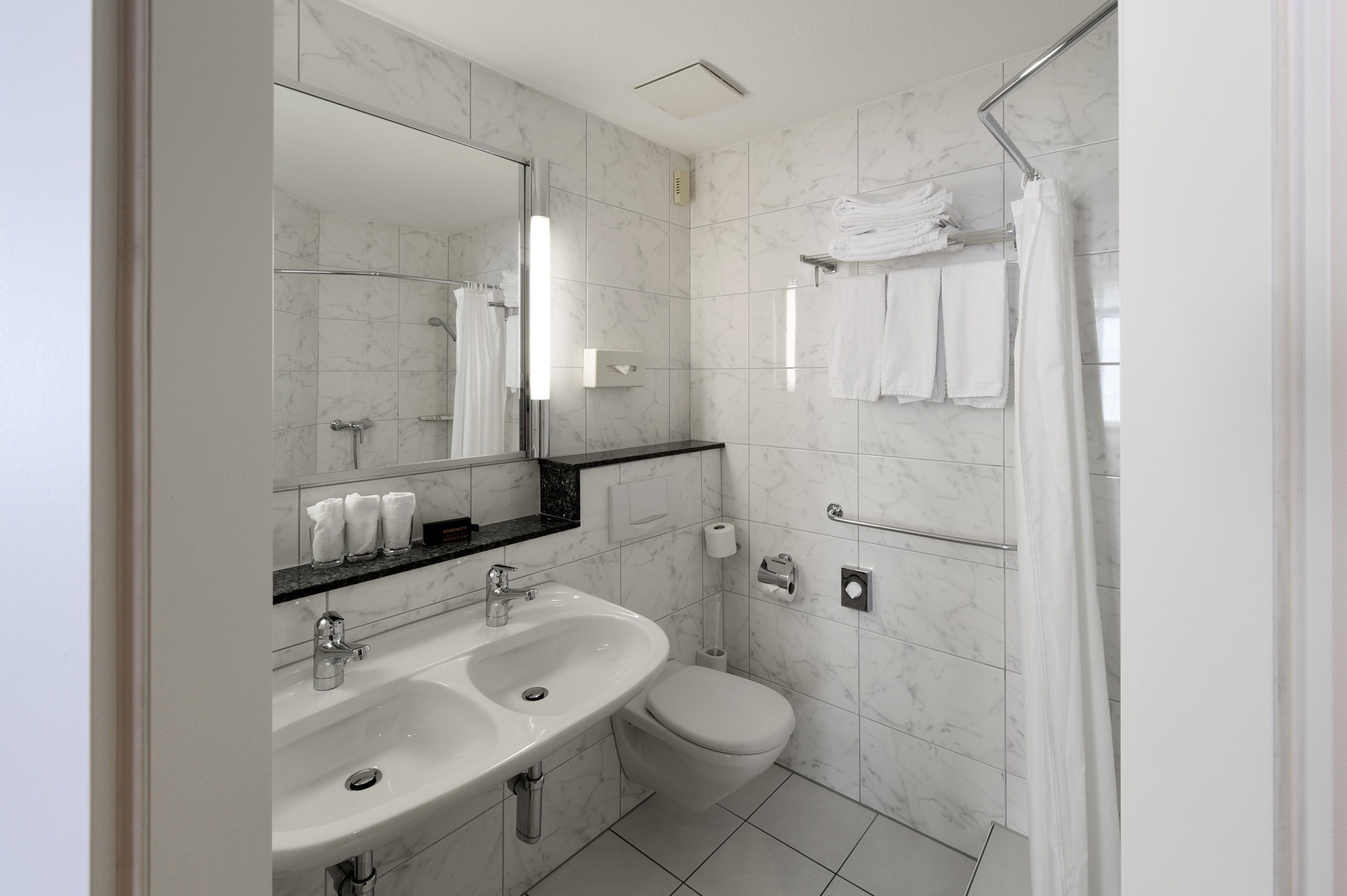 free toiletries, hair dryer, towels, soap