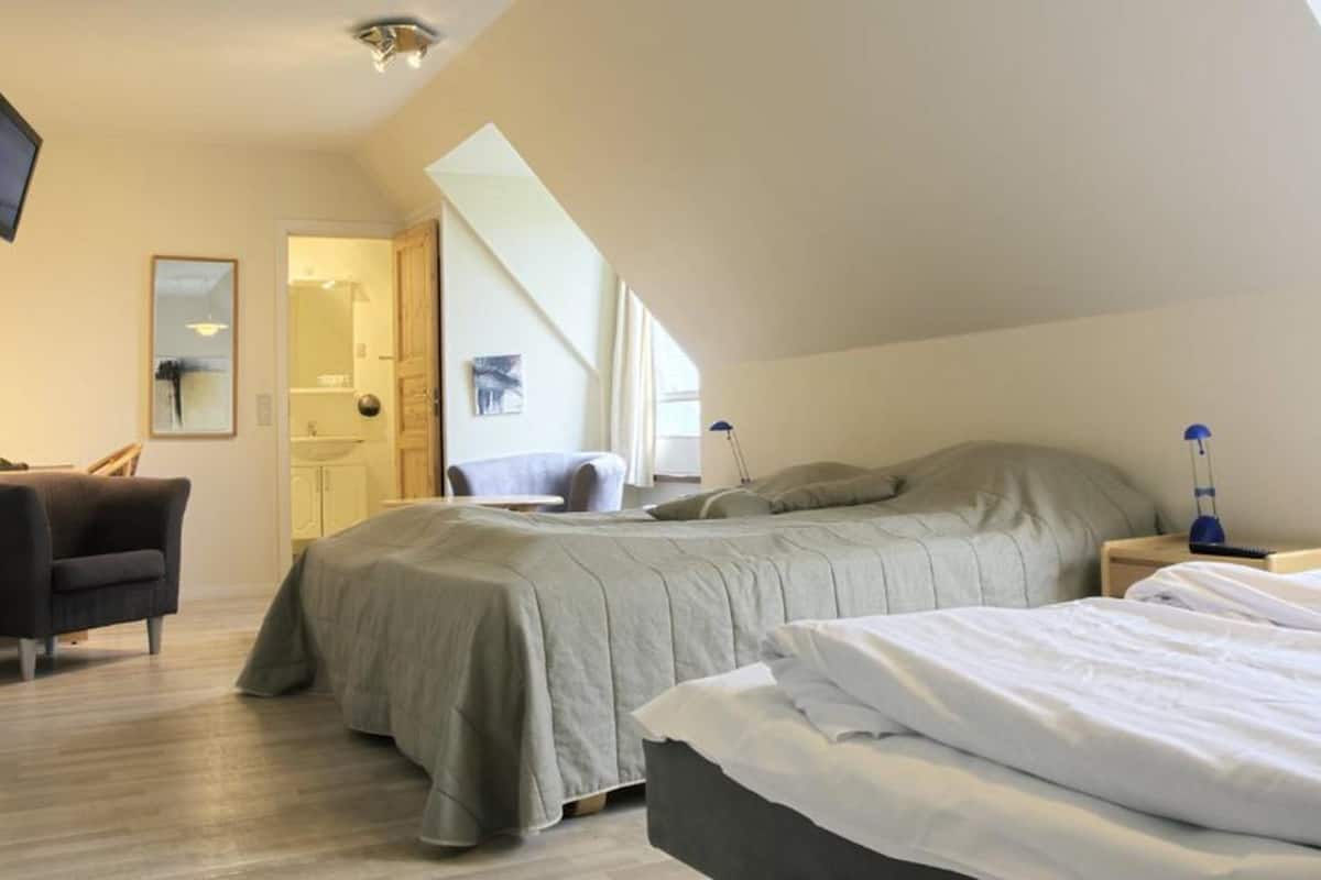 standard room | bathroom | shower, free toiletries, hair dryer, towels