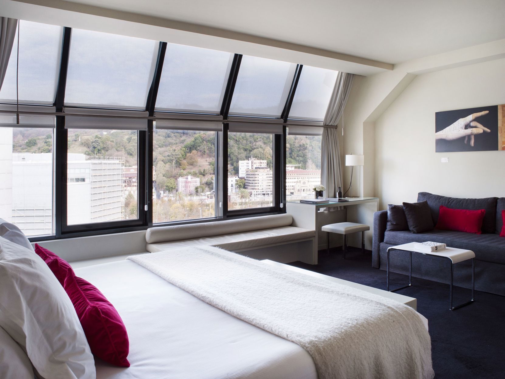 Egyptian cotton sheets, down comforters, memory foam beds, minibar