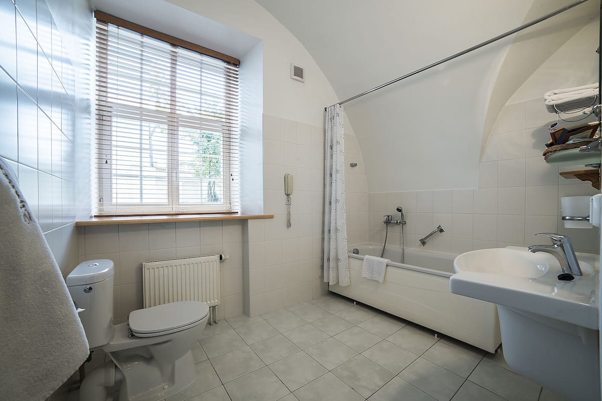 standard room (1) | bathroom | free toiletries, hair dryer, towels