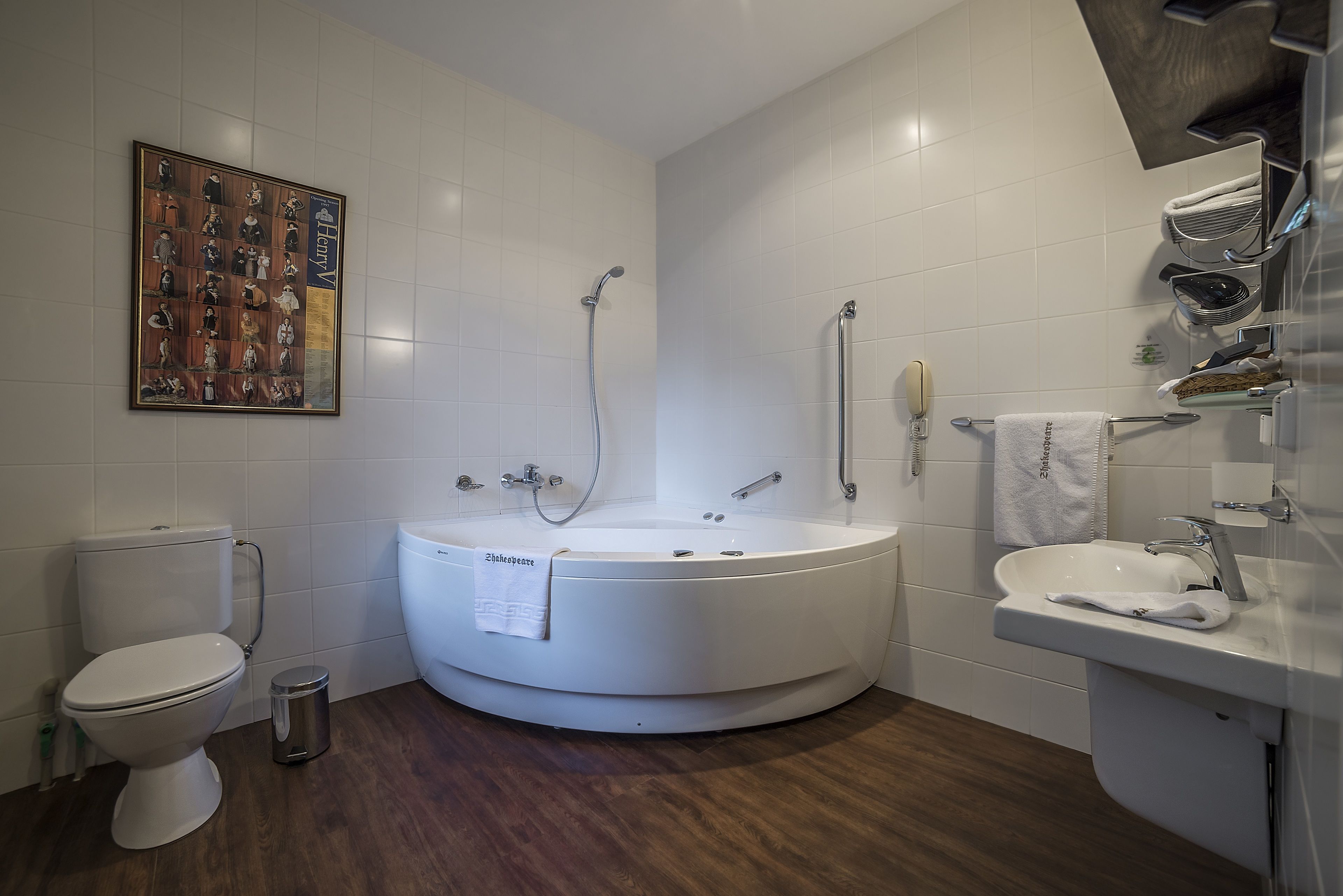 free toiletries, hair dryer, towels