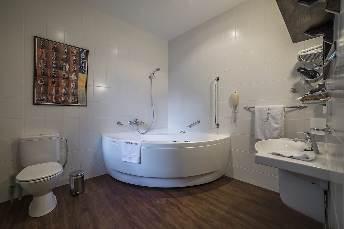 free toiletries, hair dryer, towels