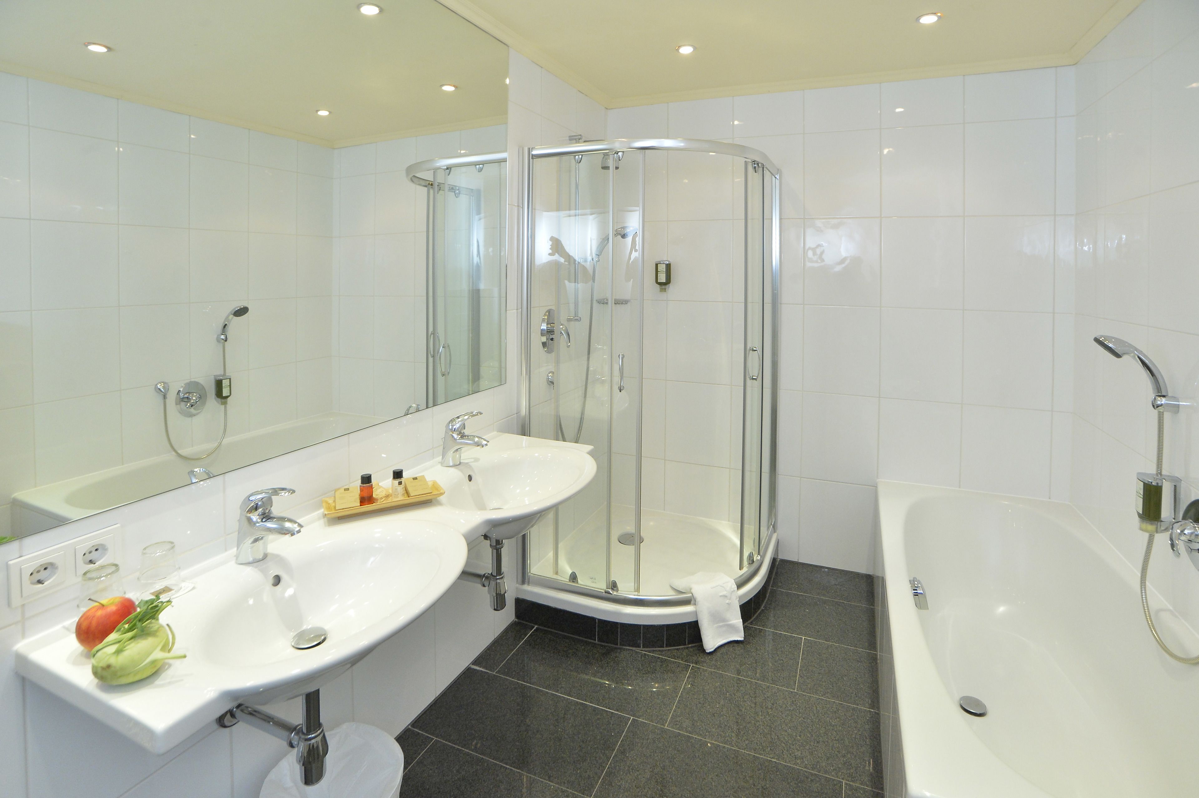 suite | bathroom | hair dryer, towels