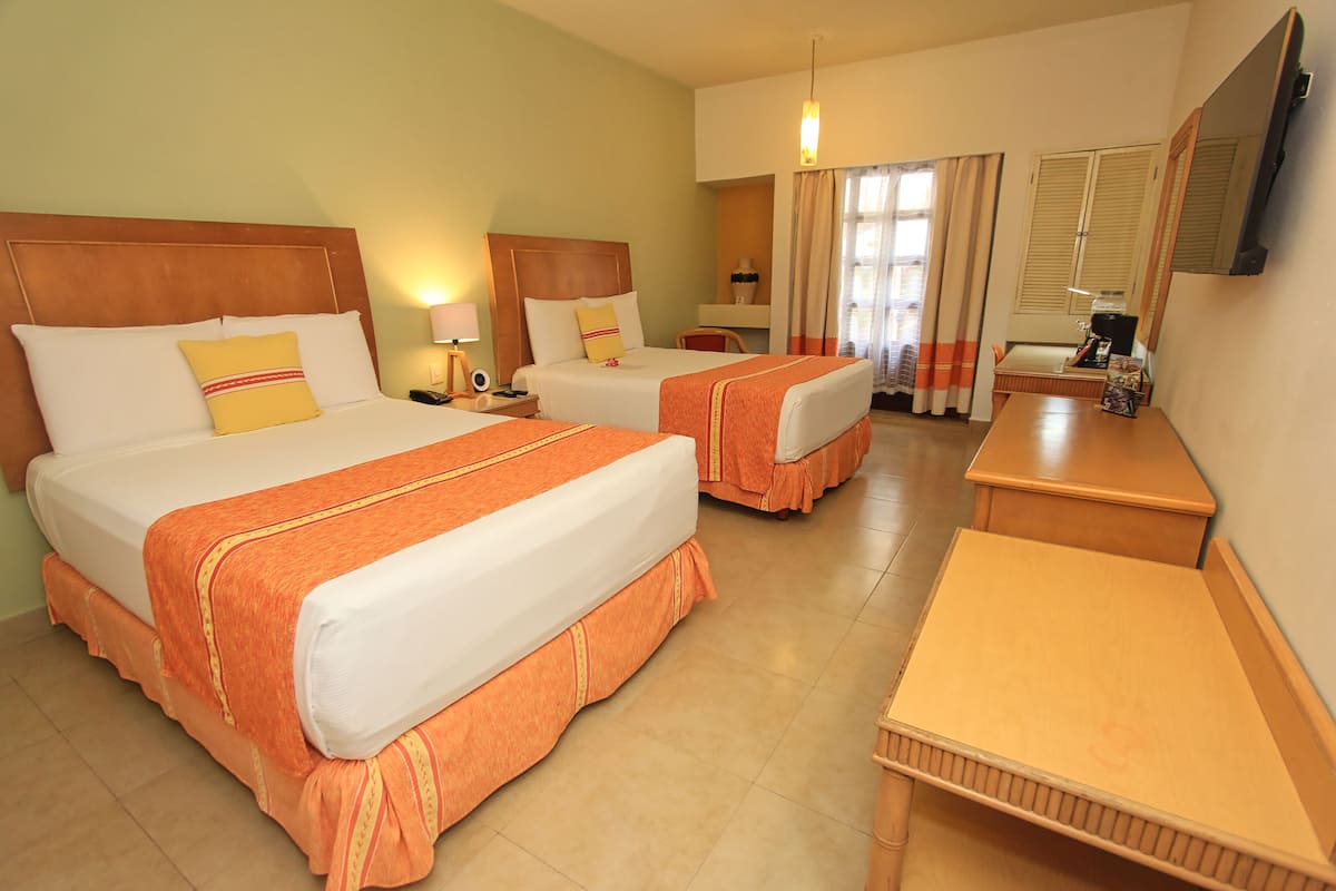 Standard Room, 2 Double Beds | In-room safe, blackout drapes, bed sheets