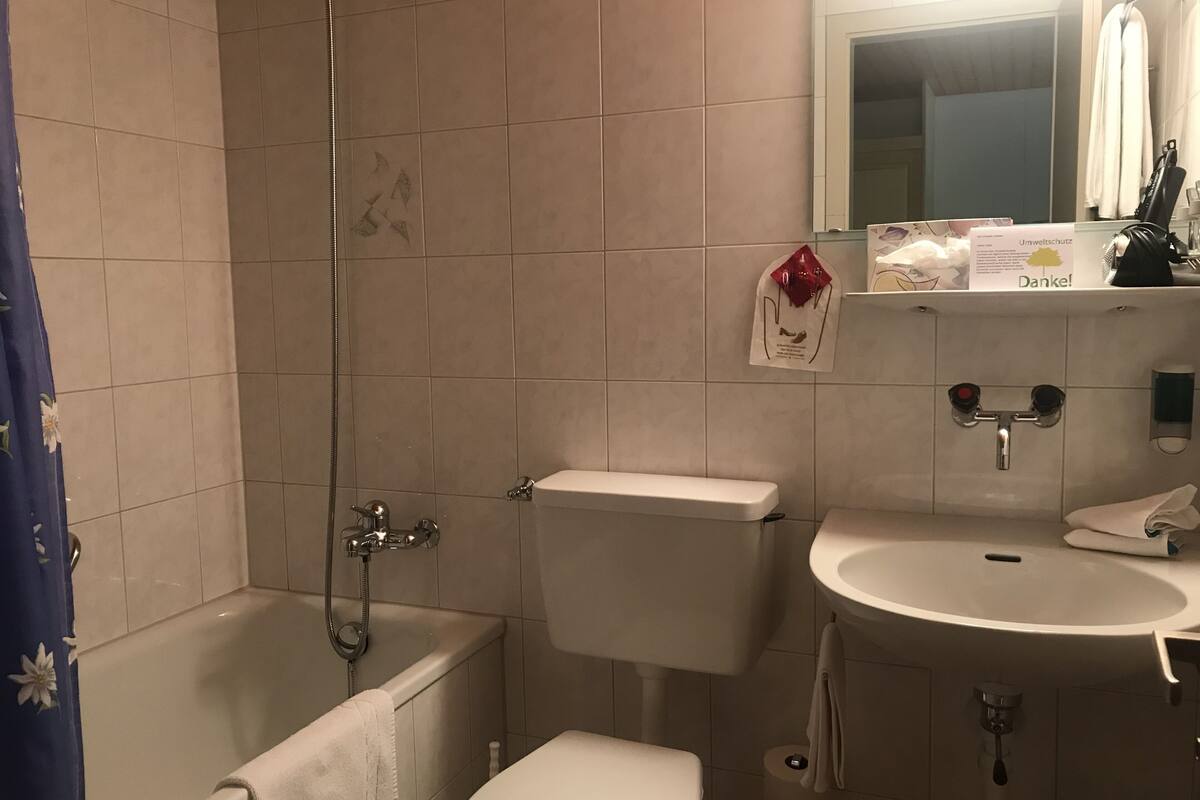 double room | bathroom | hair dryer, towels