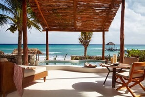 Villa, Beachfront (with Private Pool and Deck) | Egyptian cotton sheets, premium bedding, pillowtop beds, minibar