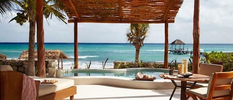 Villa, Beachfront (with Private Pool and Deck) | Egyptian cotton sheets, premium bedding, pillow-top beds, minibar