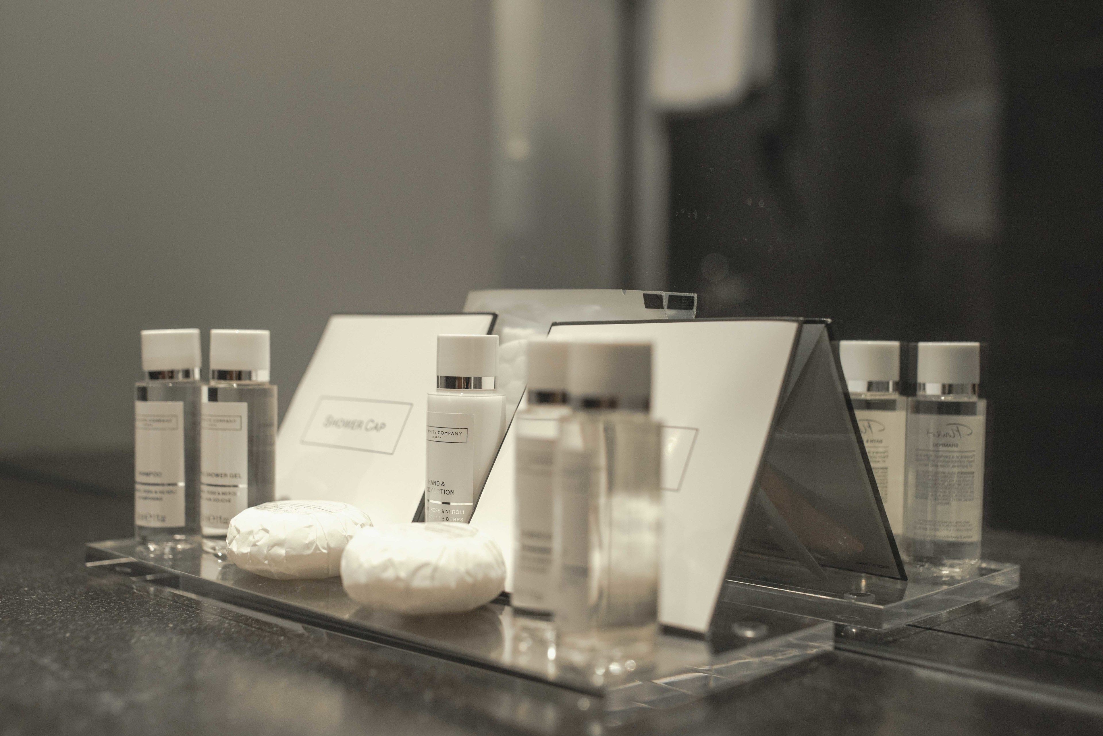 free toiletries, hair dryer, towels