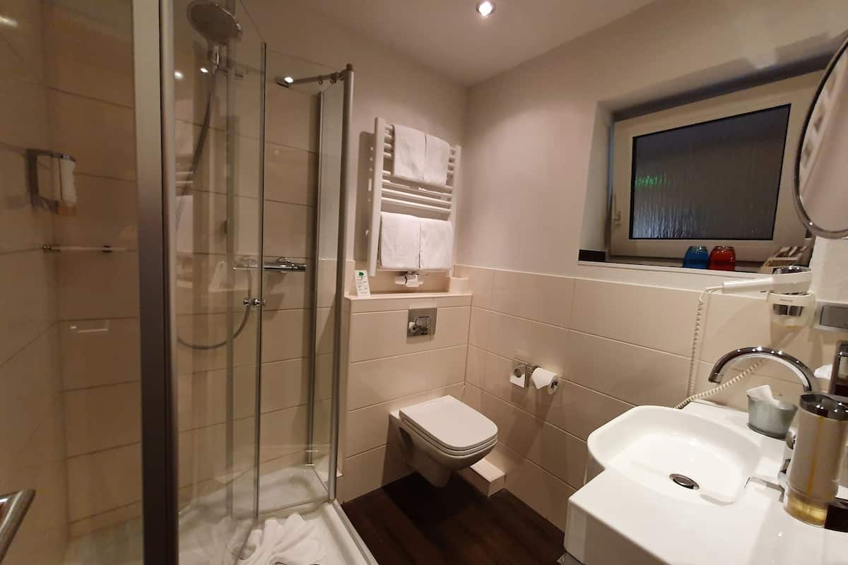 free toiletries, hair dryer, towels, soap