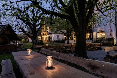 Lunch, dinner served; German cuisine, garden views