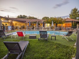 Outdoor pool, open 8:00 AM to 7:00 PM, pool umbrellas, sun loungers