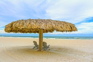 On the beach, white sand, surfing