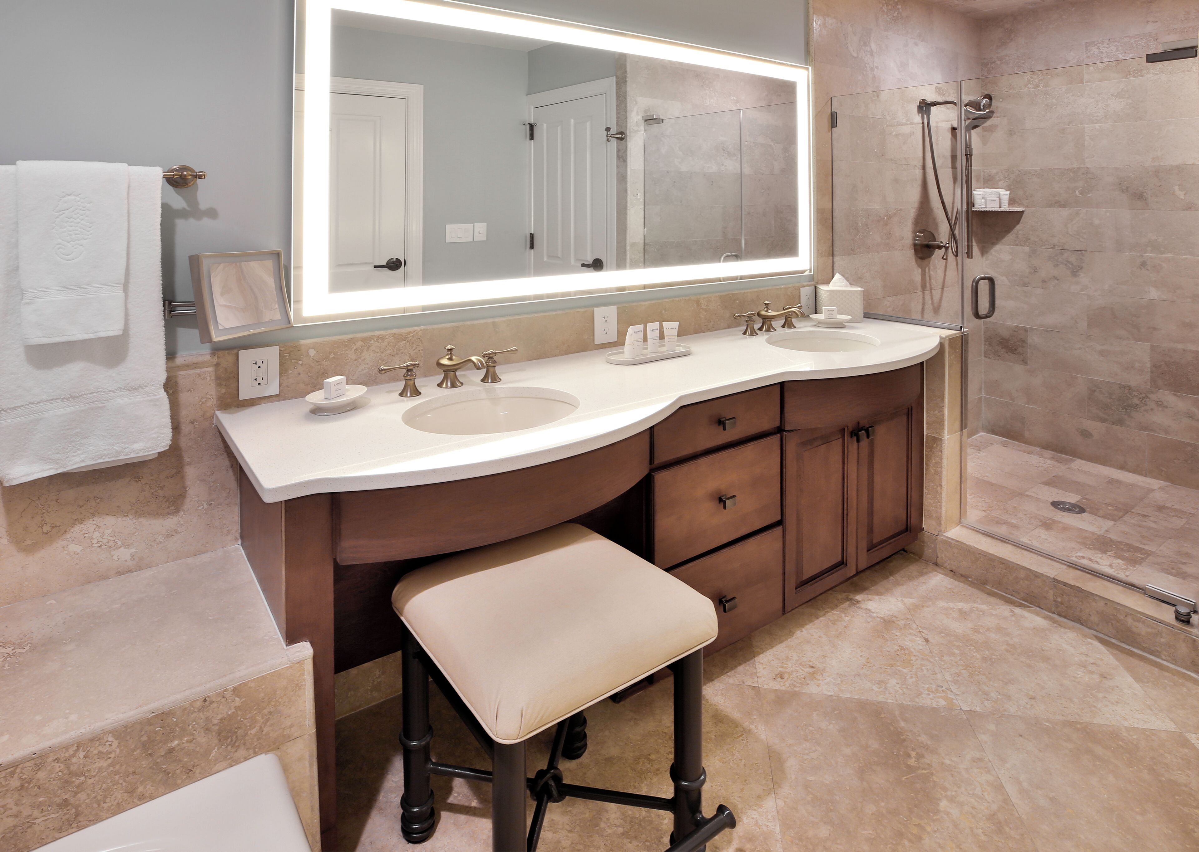 standard room, golf view | bathroom | separate bathtub and shower, deep-soaking bathtub, designer toiletries