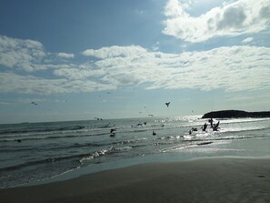 On the beach, beach towels