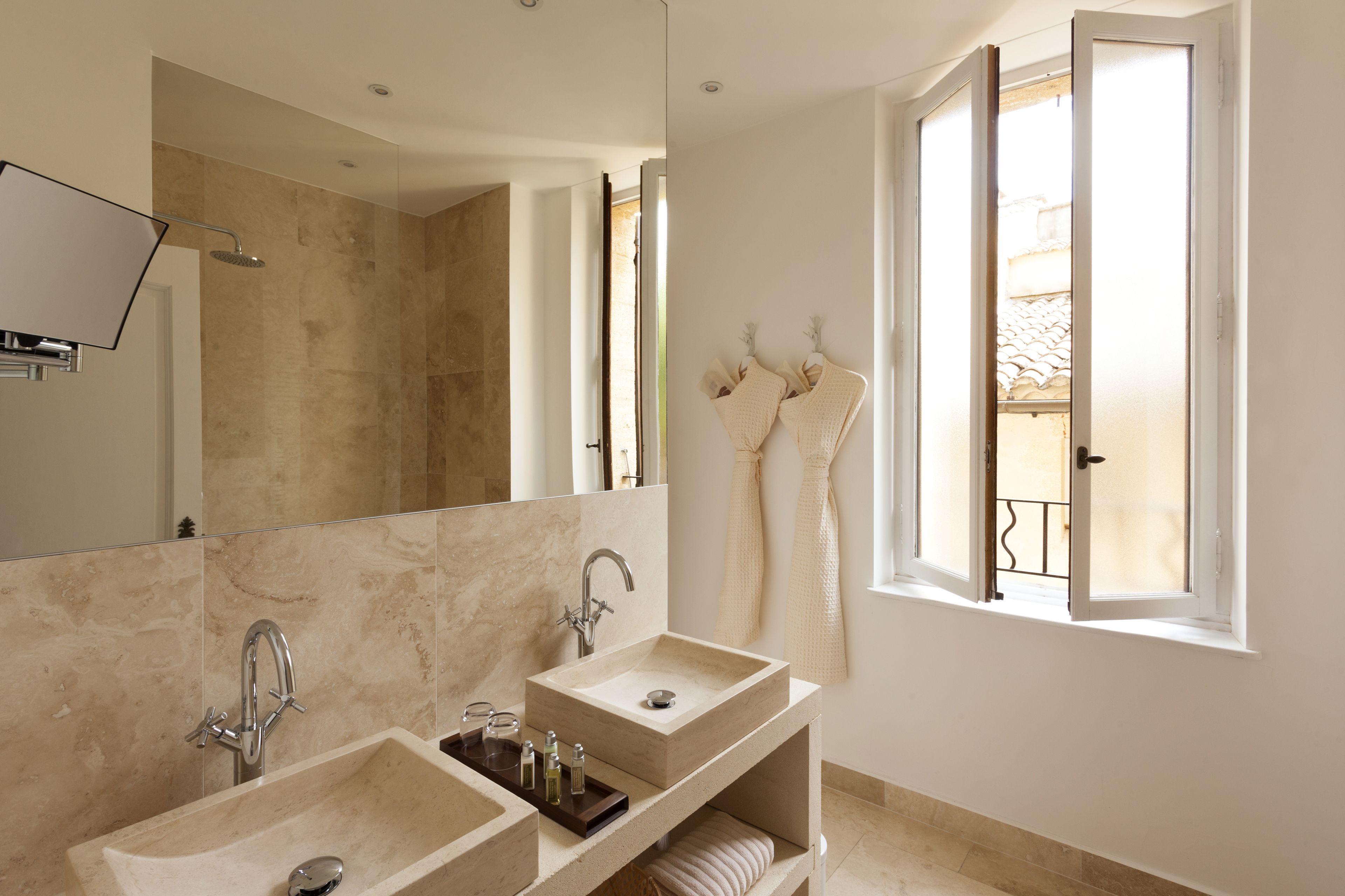 free toiletries, hair dryer, bathrobes, slippers