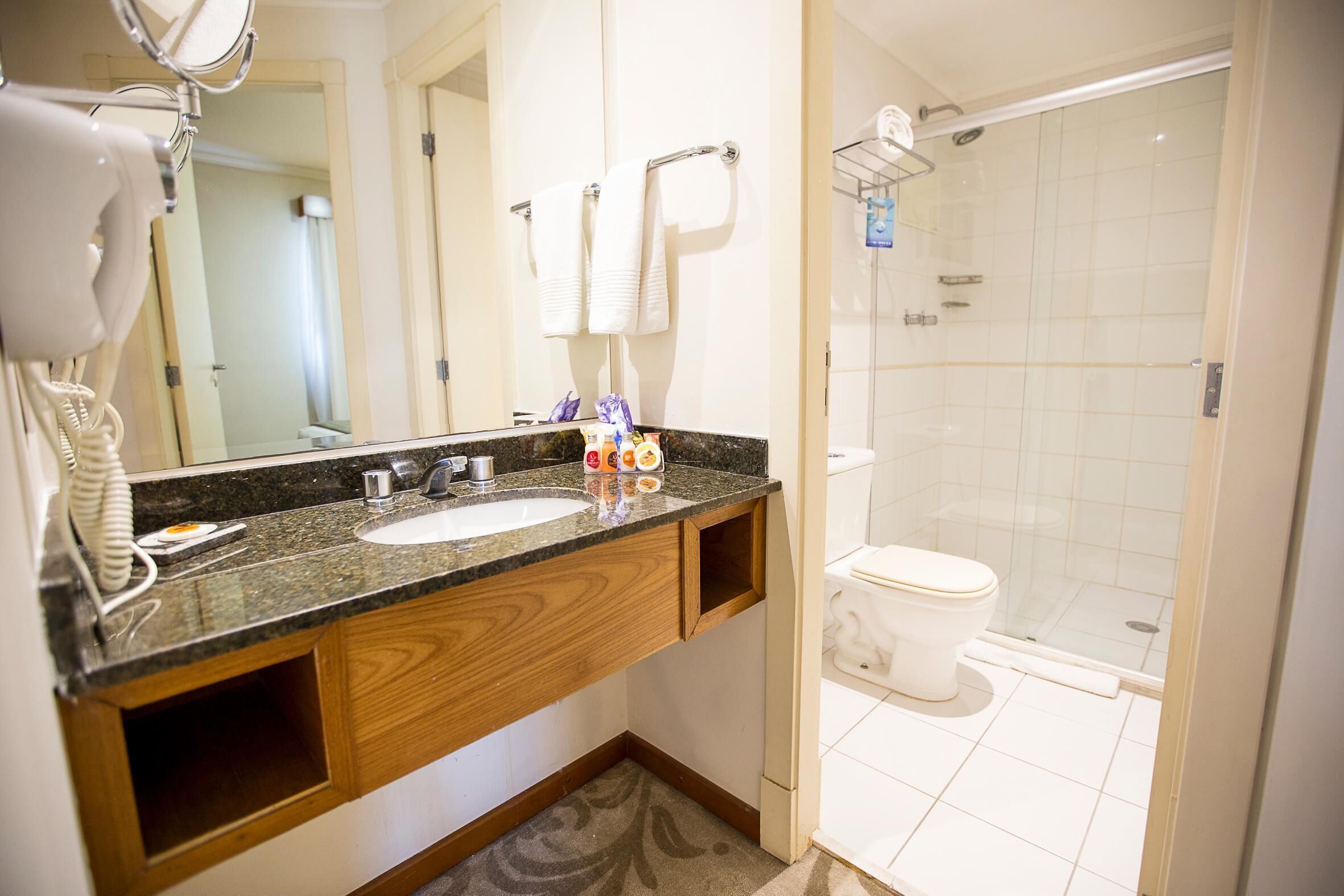 Bathroom | Shower, hair dryer, towels