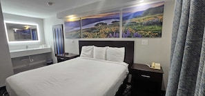 Desk, blackout curtains, free cots/infant beds, free WiFi