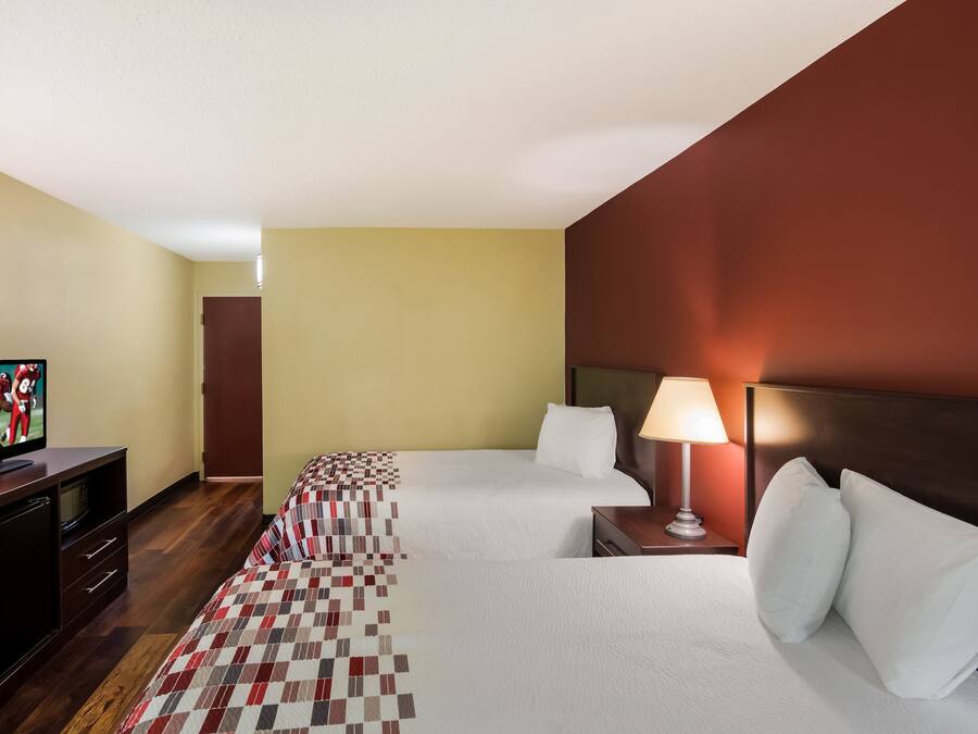 Deluxe Room, 2 Double Beds, Non Smoking | Desk, laptop workspace, blackout drapes, iron/ironing board