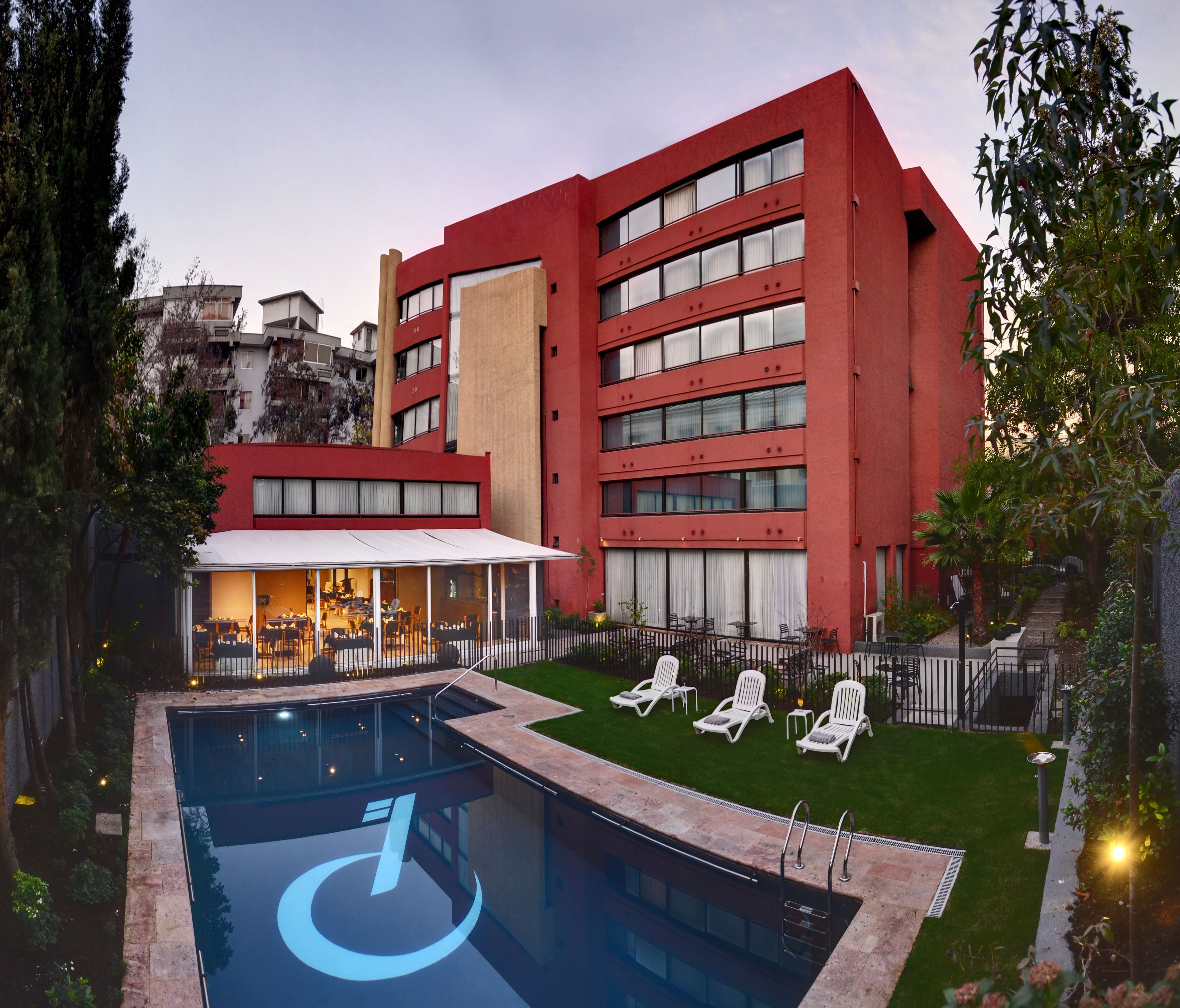 outdoor pool, pool loungers