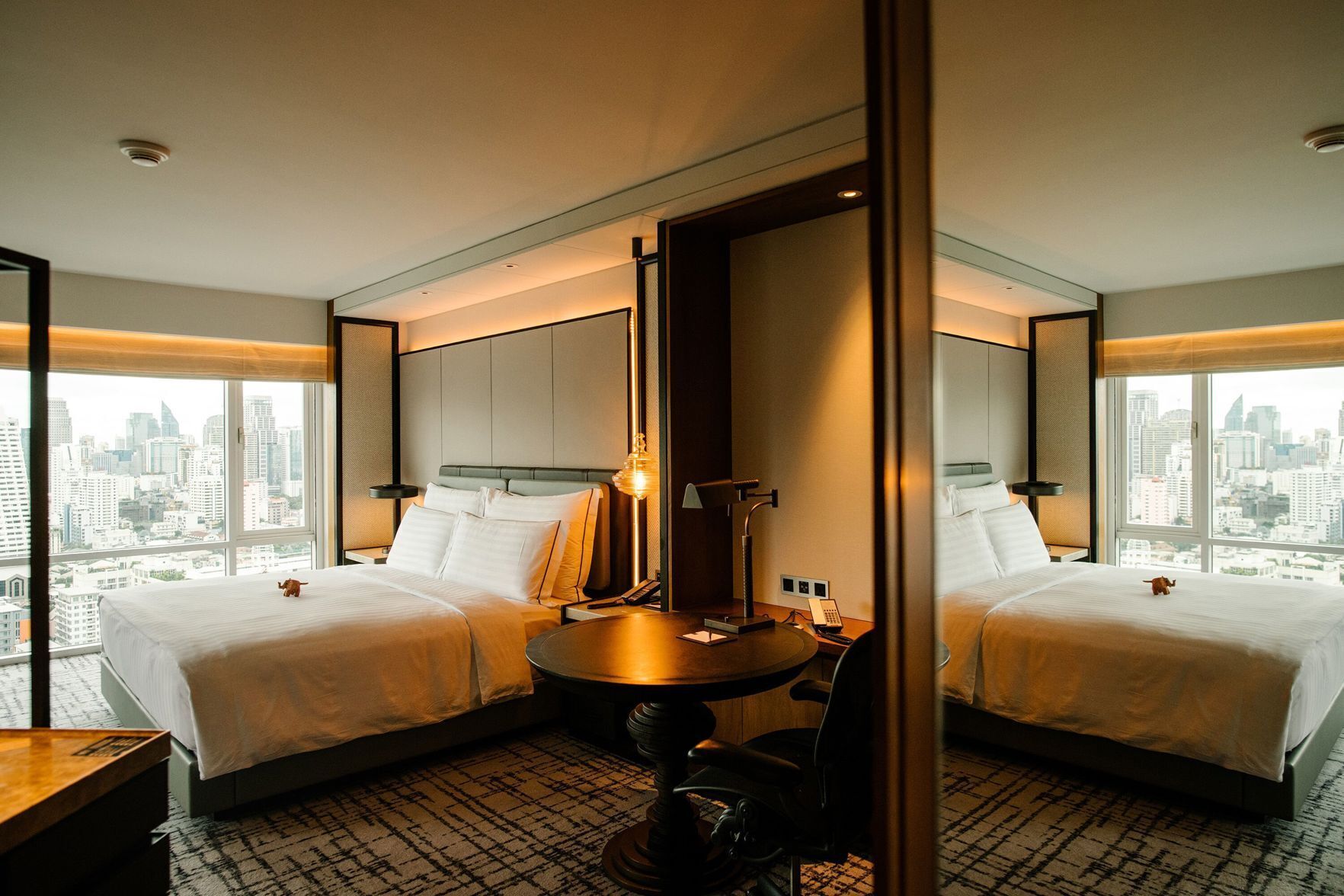 Select Comfort beds, minibar, in-room safe, desk