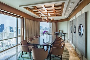 Presidential Suite, 1 King Bed | Living area | 42-inch LED TV with satellite channels, TV, iPod dock
