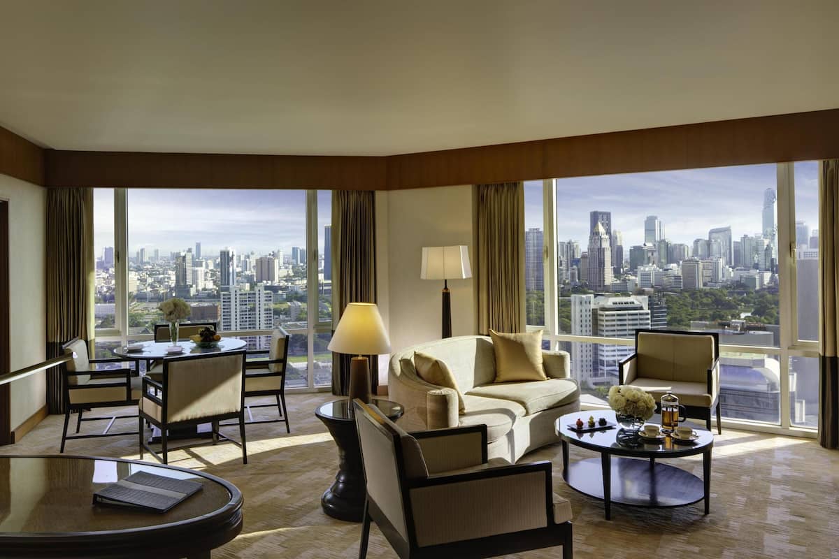 Suite, 1 King Bed (Conrad) | Living area | 42-inch LED TV with satellite channels, TV, iPod dock