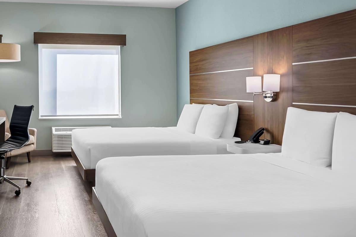 Standard Room, 2 Queen Beds, Accessible, Bathtub | Pillowtop beds, in-room safe, desk, laptop workspace