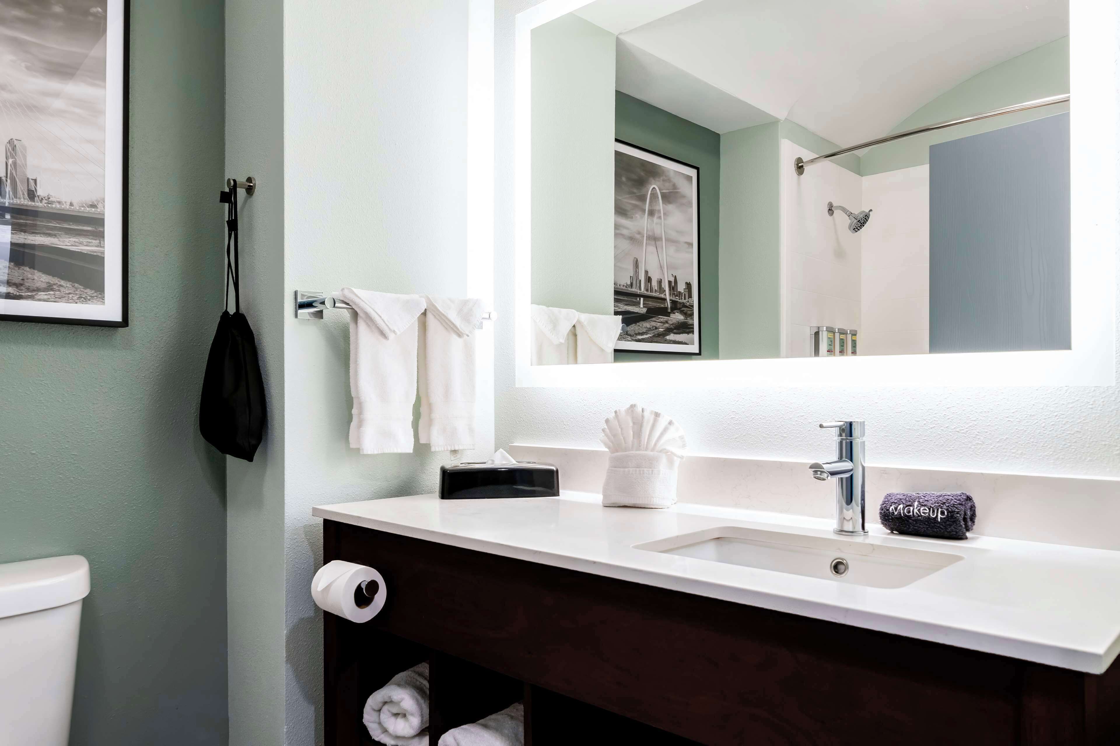 free toiletries, hair dryer, towels