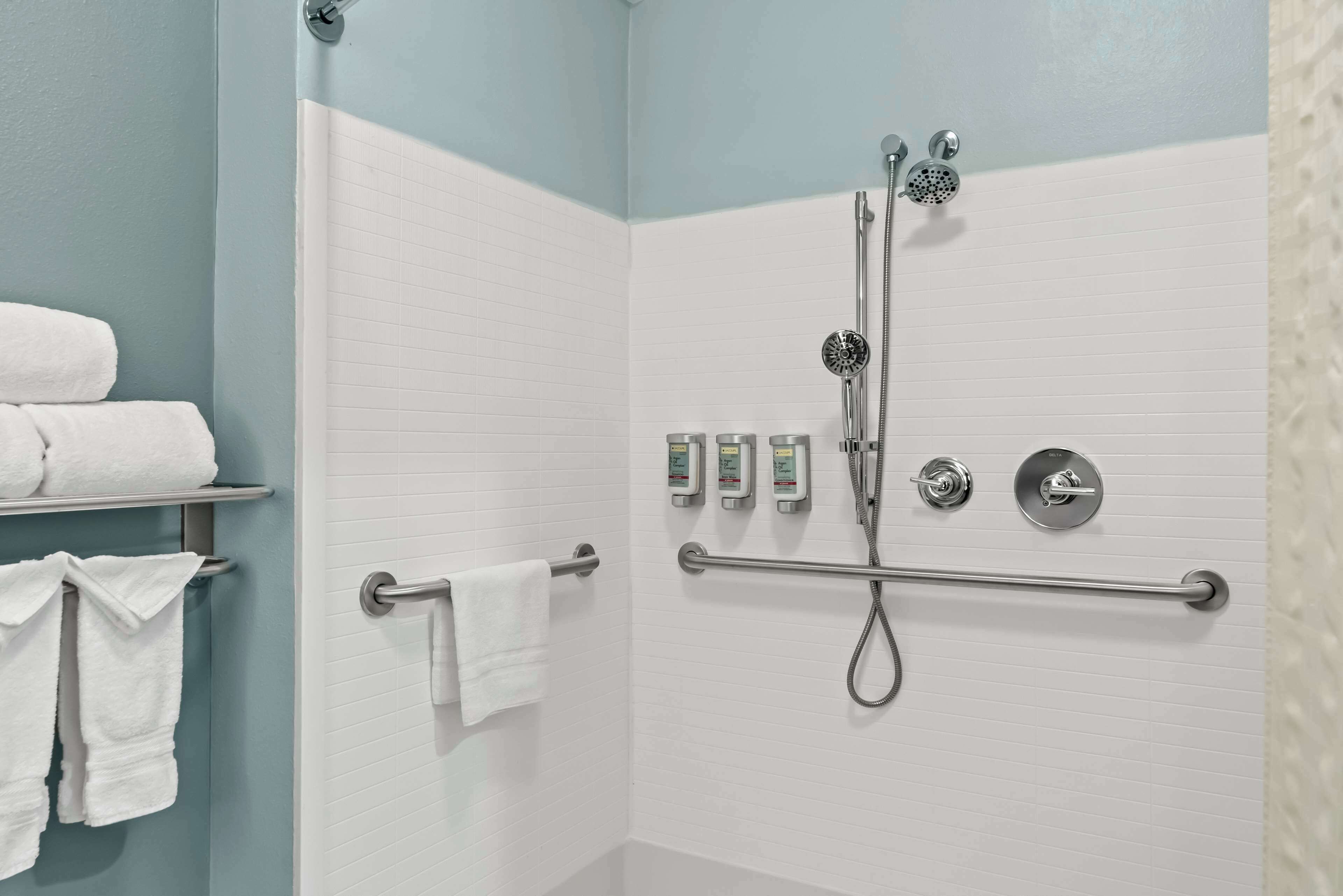 standard room, 1 king bed, accessible, non smoking (walk-in shower) | bathroom | free toiletries, hair dryer, towels