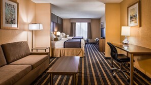In-room safe, laptop workspace, blackout drapes, soundproofing