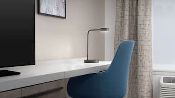 1 bedroom, desk, laptop workspace, blackout drapes