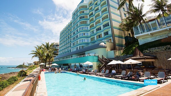 Outdoor pool, open 8:00 AM to 6:00 PM, pool umbrellas, pool loungers