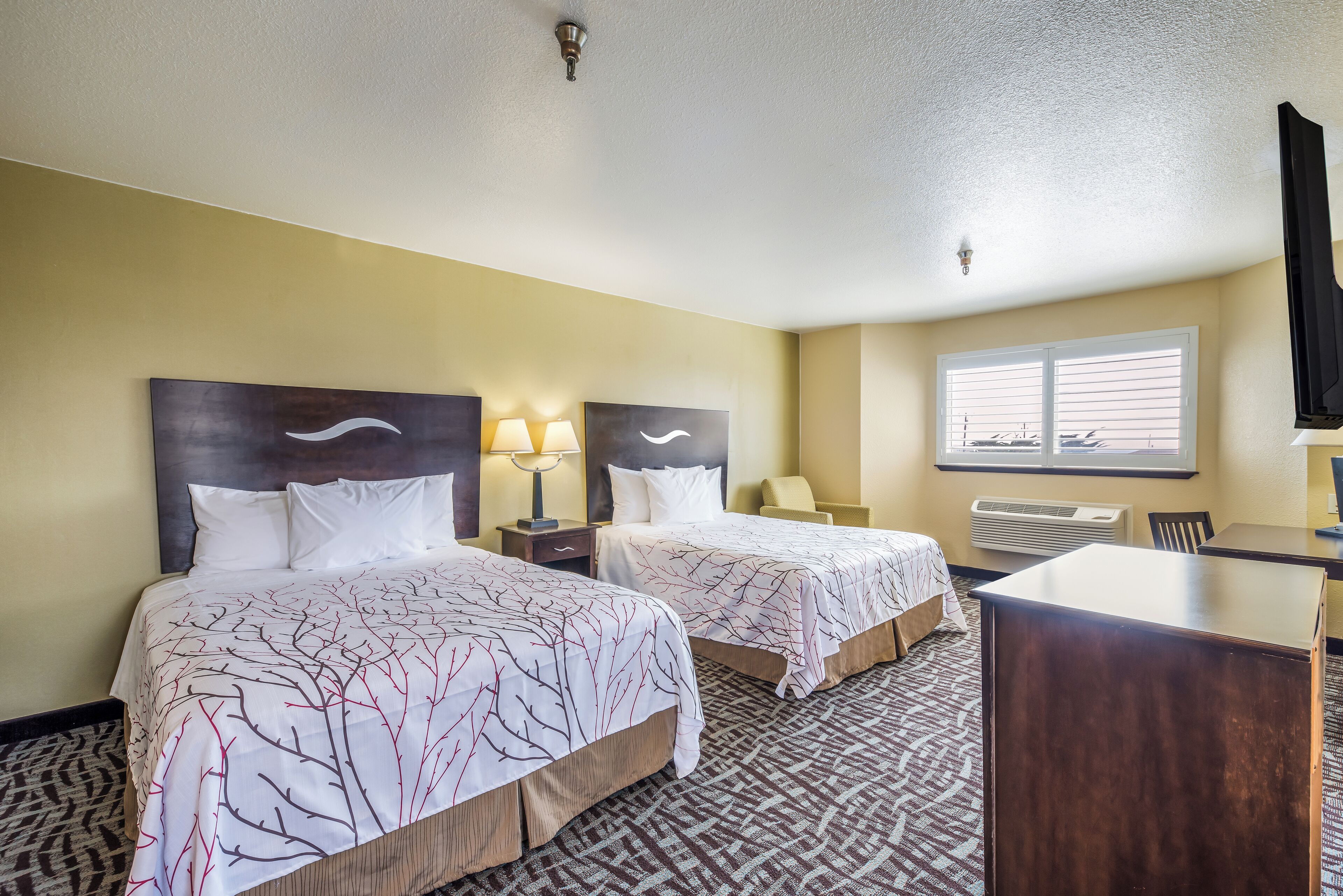 Economy Room, 2 Queen Beds | Desk, laptop workspace, blackout curtains, iron/ironing board