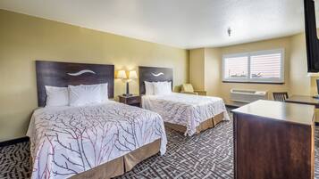 2 Queen Beds, Non Smoking | Desk, laptop workspace, blackout drapes, iron/ironing board