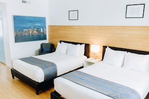 Standard Room, 2 Double Beds | Premium bedding, in-room safe, desk, laptop workspace
