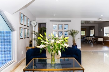 Hotel entrance and lobby at Aqua Hotel & Suites
